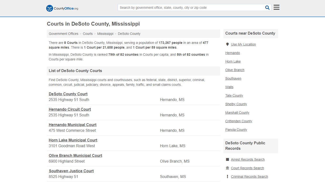 Courts - DeSoto County, MS (Court Records & Calendars)